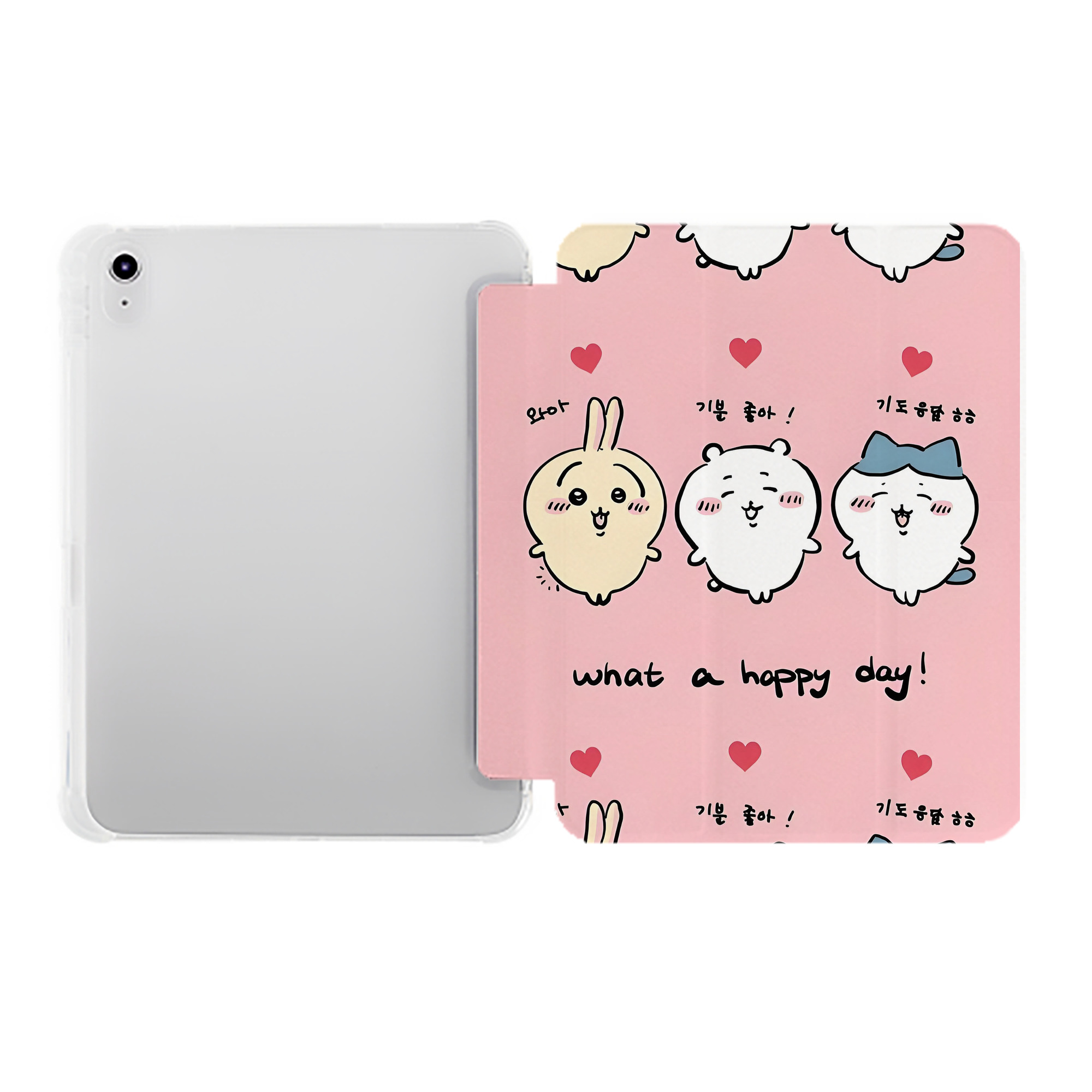 （画像用） ちいかわ Chii-kawa IPad ケース ペン収納付き 三つ折りスタンド PUレザー×シリコン 対応機種9.5/10.5/10.9インチ
